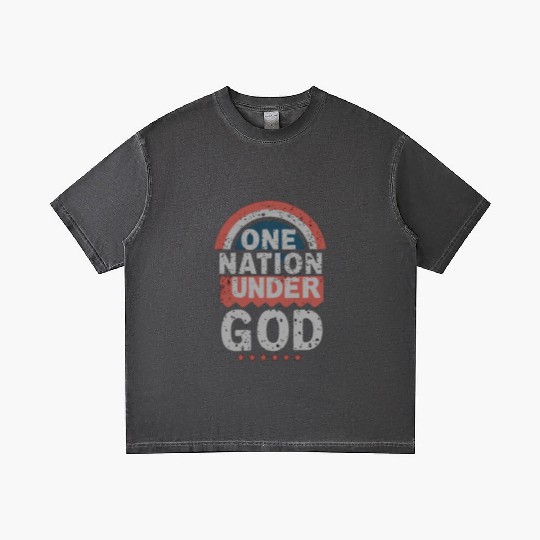 One Nation Under God Christian Pride Retro US Flag Gradient T Shirts