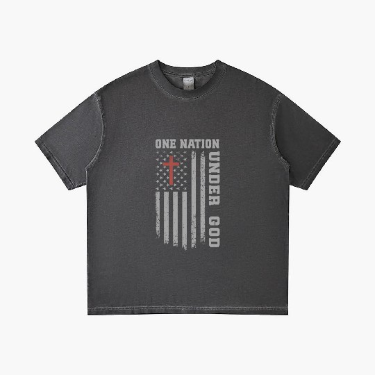 One Nation Under God US Flag Christian 4th of July Gradient T Shirts