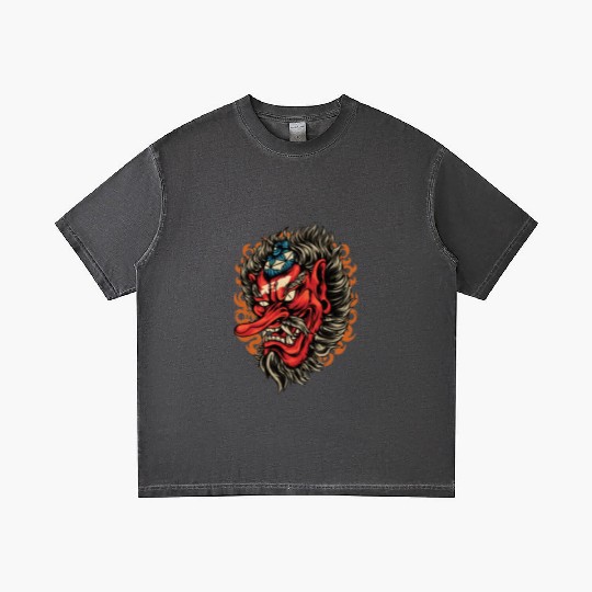 Vintage Red Tengu Japanese Demon Tattoo Gradient T Shirts