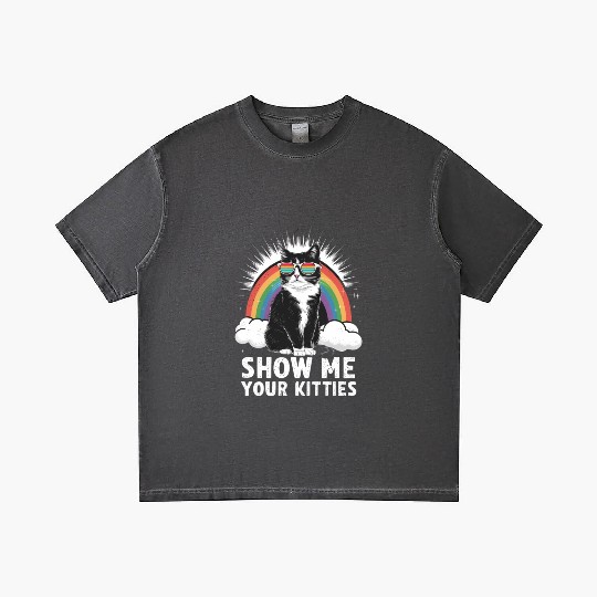 Show Me Your Kitties Funny Lesbian Gay Pride LGBT Gradient T Shirts