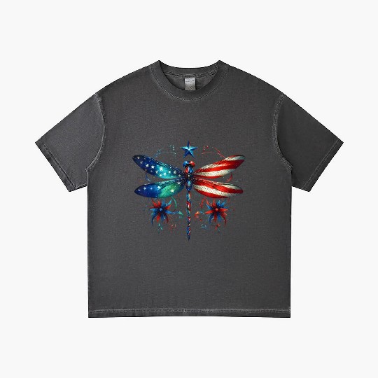 American Flag Dragonfly Patriotic 4th of July Gradient T Shirts