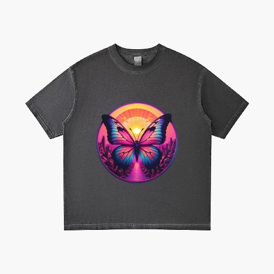 Synthwave ButterFly at Sunset Gradient T Shirts