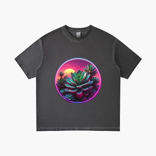 Synthwave Succulent Art Gradient T Shirts