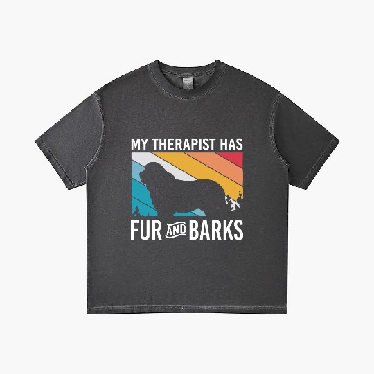 My Therapist Has Fur And Barks Retro Therapy Dog Gradient T Shirts