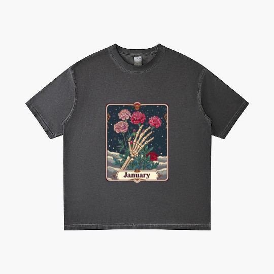 January Gothic Tarot Card - Carnation Flower & Ske Gradient T Shirts