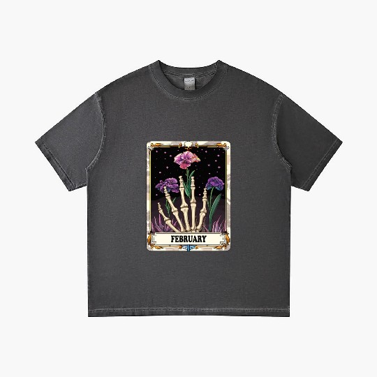 February Gothic Tarot Card - Violet Flower & Skele Gradient T Shirts