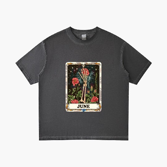 June Gothic Tarot Card - Rose Flower & Skeleton's Gradient T Shirts