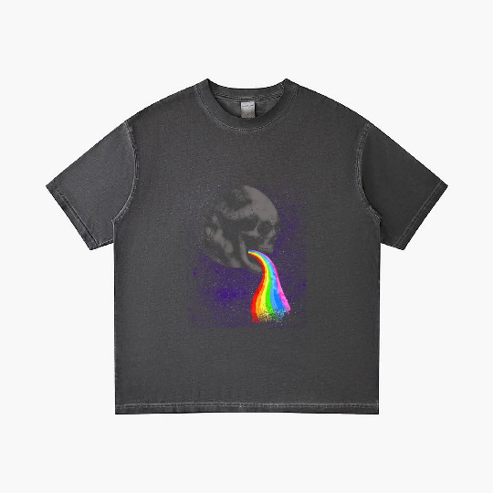 Skull Design with Rainbow. Concert Festival Gradient T Shirts
