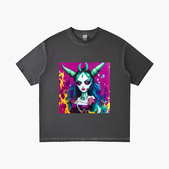 Goth Devil Demon Vampire Girl Street Pop Art Gradient T Shirts