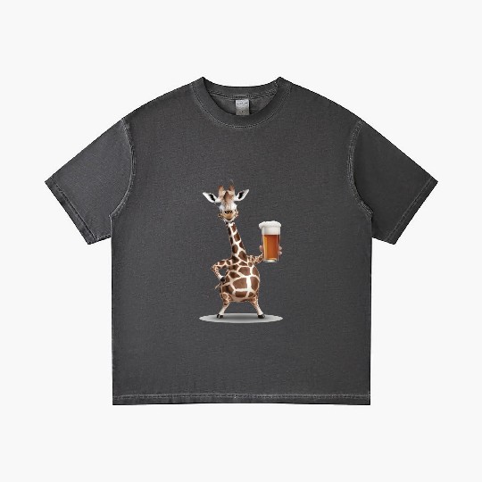 Giraffe Drinking Beer Realistic Gradient T Shirts