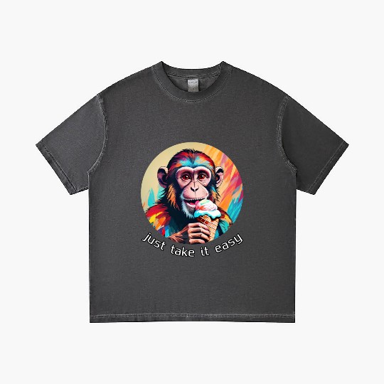 Monkey eating ice cream with a big smile Gradient T Shirts