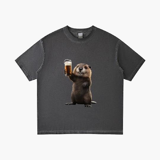 Beaver Drinking Beer Realistic Gradient T Shirts