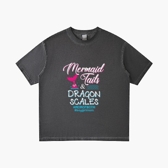 Womens Mermaid Tails and Dragon Scales Mom of Both Gradient T Shirts