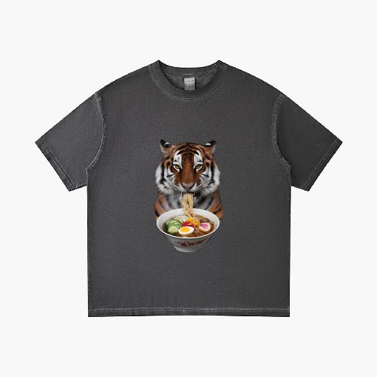 Tiger Eating Ramen Realistic Gradient T Shirts