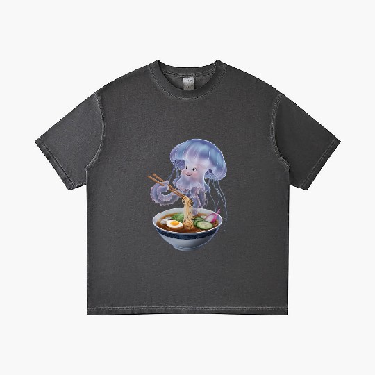 Jellyfish Eating Ramen Realistic Gradient T Shirts