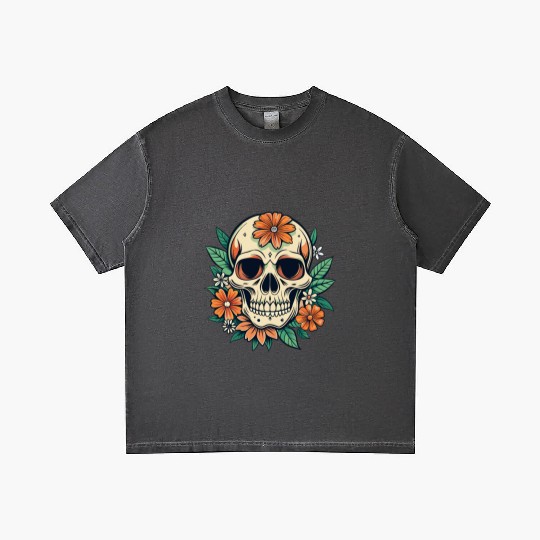 Vintage Retro Halloween Sugar Skull with floral Gradient T Shirts