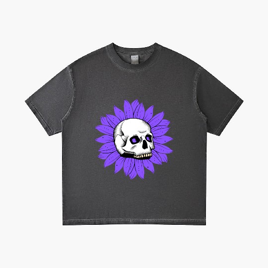 Summer Gradient T Shirts with Skull and Purple Flowers – Tre