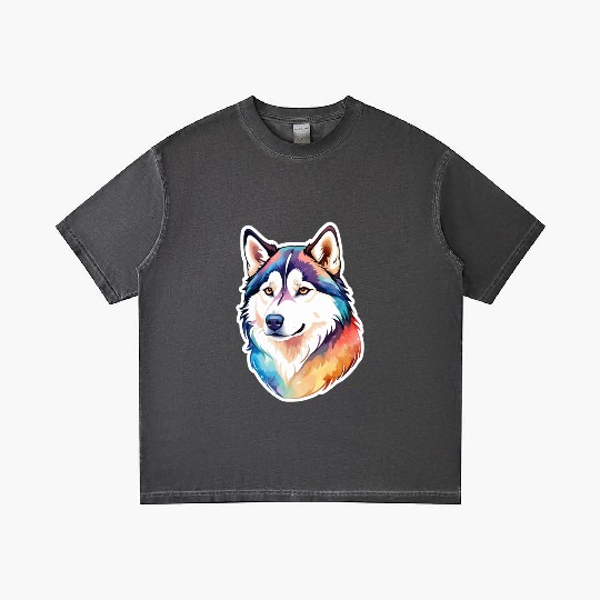 Siberian Husky Watercolor Gradient T Shirts