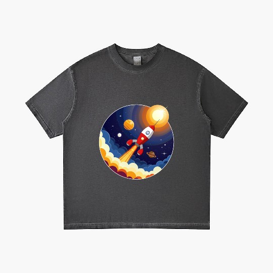 Colourful image of a rocket flying through space Gradient T Shirts