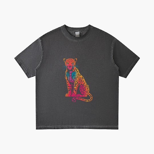 Colorful Geometric Jaguar Artwork for Bold Gradient T Shirts