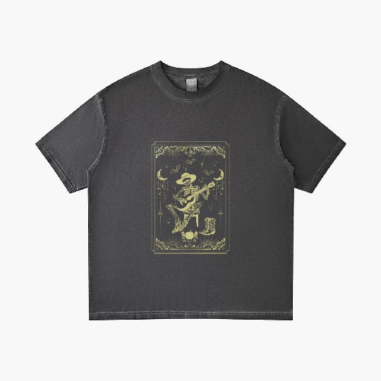 Tarot Card Celestial Cowboy Skeleton Plays Guitar Gradient T Shirts