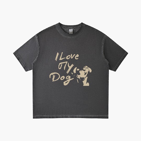 I Love My Dog - Brown Design on Black Gradient T Shirts