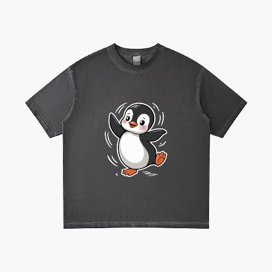 Happy Dancing Penguin Cartoon Design Gradient T Shirts