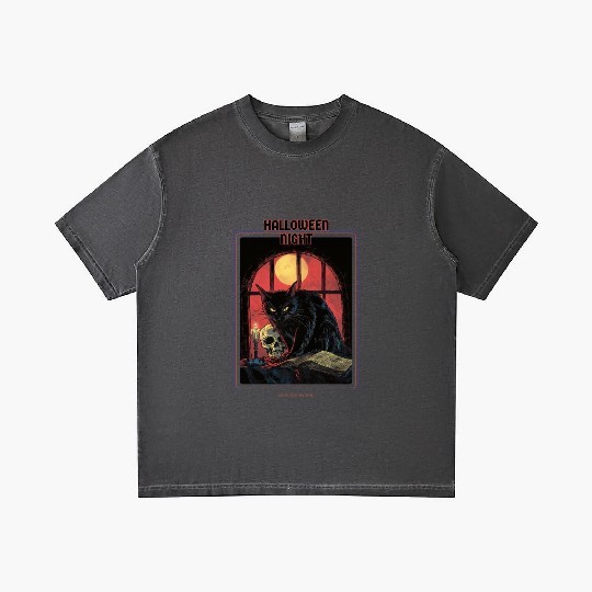 Black Cat Halloween Scary Gradient T Shirts