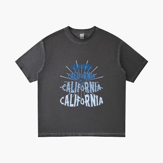 California West Coast Golden State Blue Graphic Gradient T Shirts