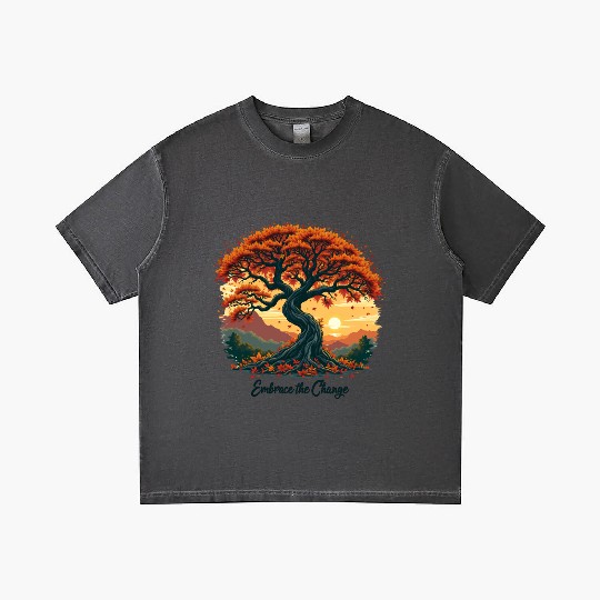 Embrace the Change Autumn Fall Tree Design Gradient T Shirts