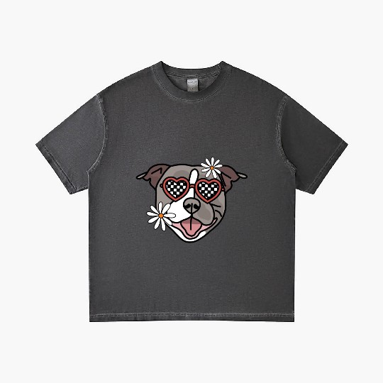 Staffordshire Grey Retro Dog Gradient T Shirts