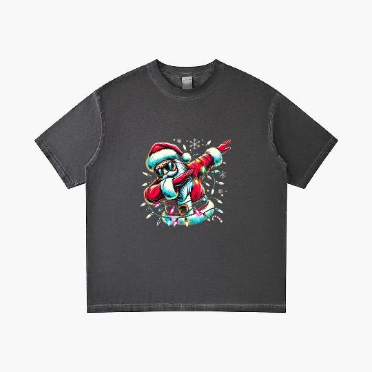 Dabbing Santa with Christmas Lights and Snowflakes Gradient T Shirts