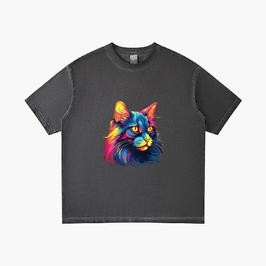 Cat Watercolor Colorful Maine Cat Gradient T Shirts