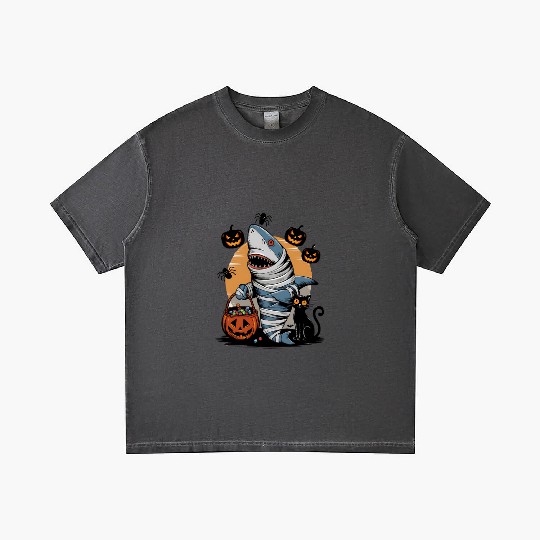 Spooky Shark Mummy and Black Cat Trick-or-Treat Gradient T Shirts