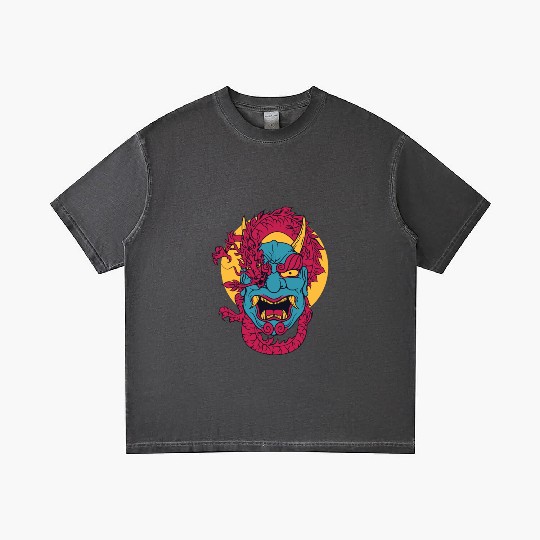 Demon Oni and Dragon hanya mask japanese lofi Gradient T Shirts