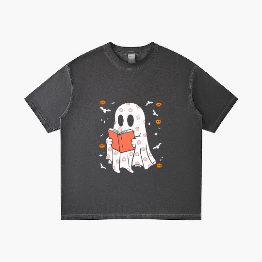 Groovy Teacher Halloween Trick or Teach Ghost Book Gradient T Shirts