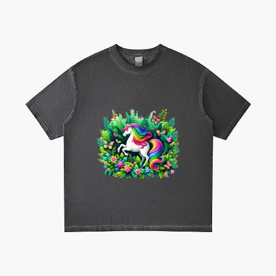Unicorn, fantasydesign, butterfly in flower garden Gradient T Shirts