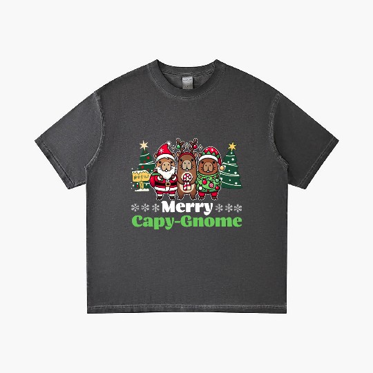 Merry Cap-Gnome Capybara Christmas Gradient T Shirts