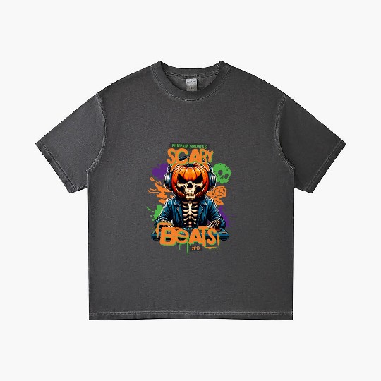 Pumpkin Madness Scary Beats Halloween DJ Design Gradient T Shirts