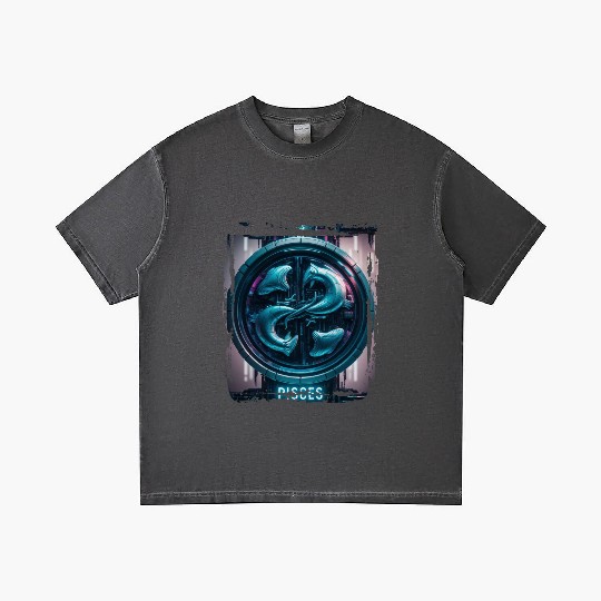 Zodiac sign Pisces in cyberpunk era Future Gradient T Shirts