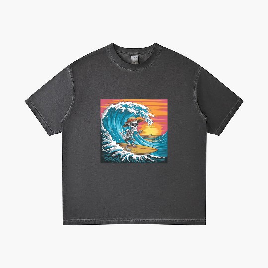 Surfing Skeleton Vibes Surfing Lifestyle Retro Gradient T Shirts