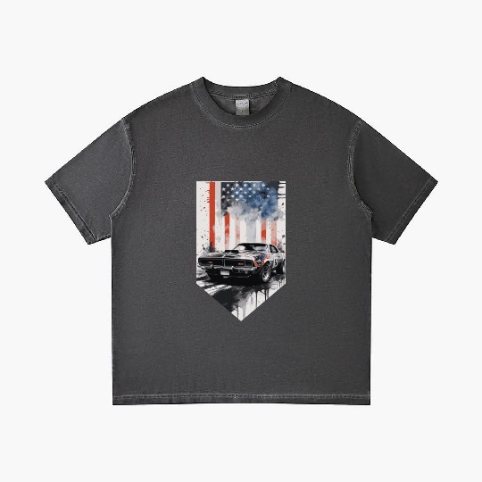 Rev up your patriotism - Muscle car and usa flag Gradient T Shirts