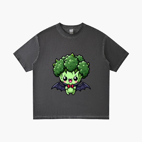 Cute Halloween Broccoli Vampire Cartoon Gradient T Shirts