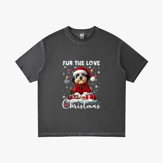 Shih Tzu Christmas Tree Lights Decorations Dog Gradient T Shirts