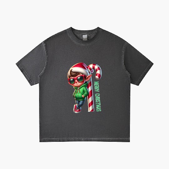 Merry Christmas Cool Elf with Candy Cane Vibes Gradient T Shirts