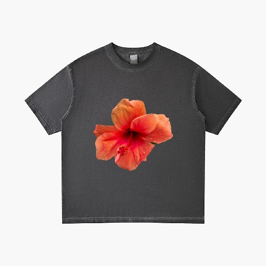 Orange colour hibiscus flower Gradient T Shirts