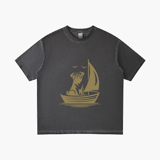 Pug silhouette sailboat minimalist Gradient T Shirts