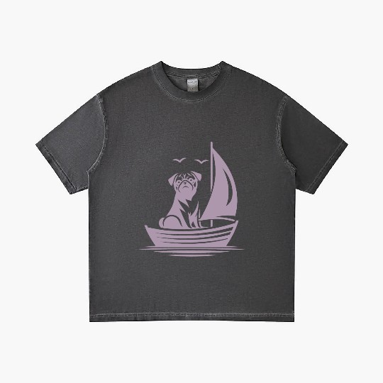 Pug silhouette sailboat minimalist Gradient T Shirts