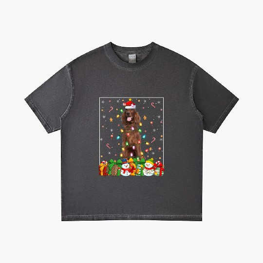 Irish Setter Dog Christmas Lights Gradient T Shirts