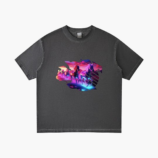 Electric Herd - Synthwave Horses Gradient T Shirts